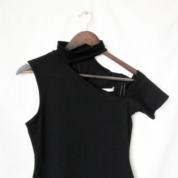 SUSANA MONACO Black Bodycon Asymmetrical Mini Dress Revolve Size-Small - Picture 2 of 10